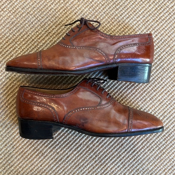 Vintage Men’s Gucci Light Brown Leather Oxford Shoe - Logo on Toe - Picture 10 of 12